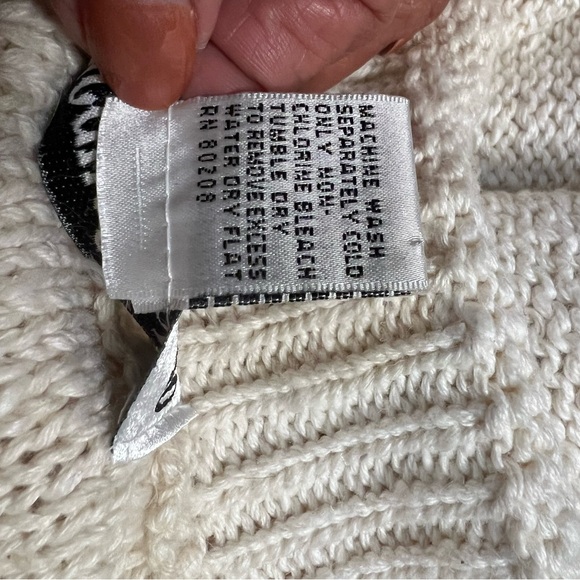 Jacque & KoKo Ivory Cable Knit Fair Isle Sweater 22/24 — Cabincore Cozy Winter - Picture 4 of 4